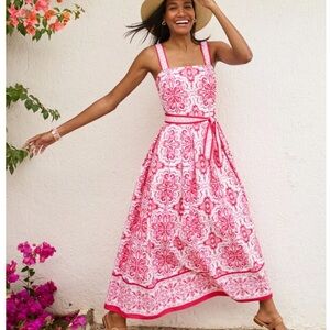 Talbots Pink and White Floral Maxi Dress